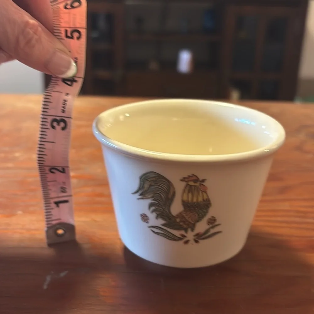 Vintage Taylor Smith Taylor Oven-Serve Custard Cup in Rooster Pattern, USA MADE